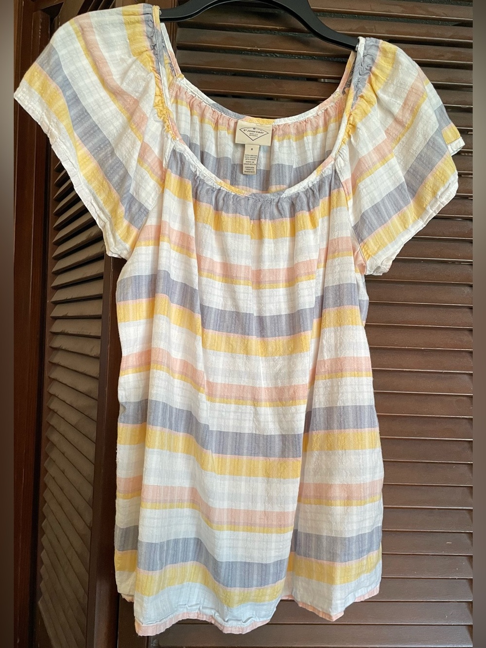 St. John's Bay Striped top - Yellow, Gray, Pink & White